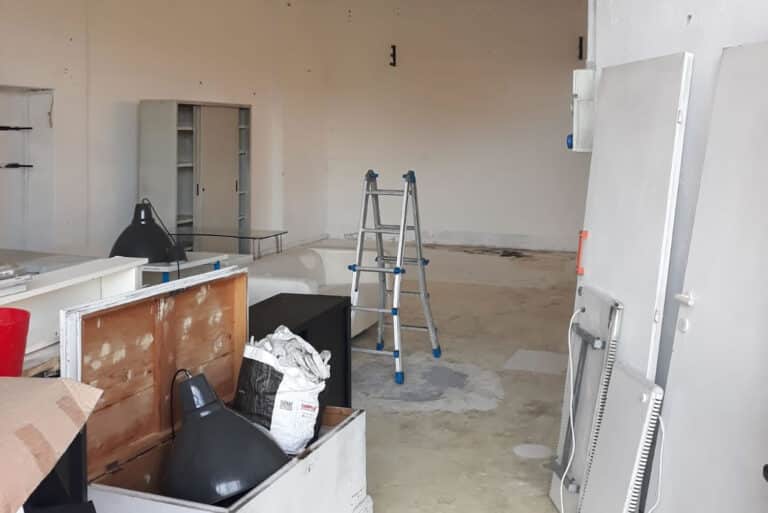 Gli spazi dello studio ripristinati e pronti a tornare operativi