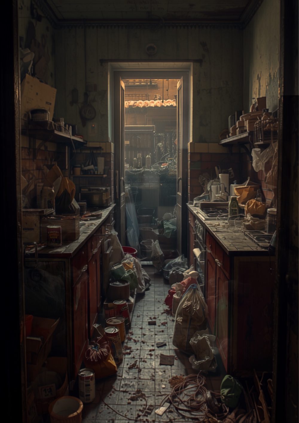 Prima: cucina colma di materiale