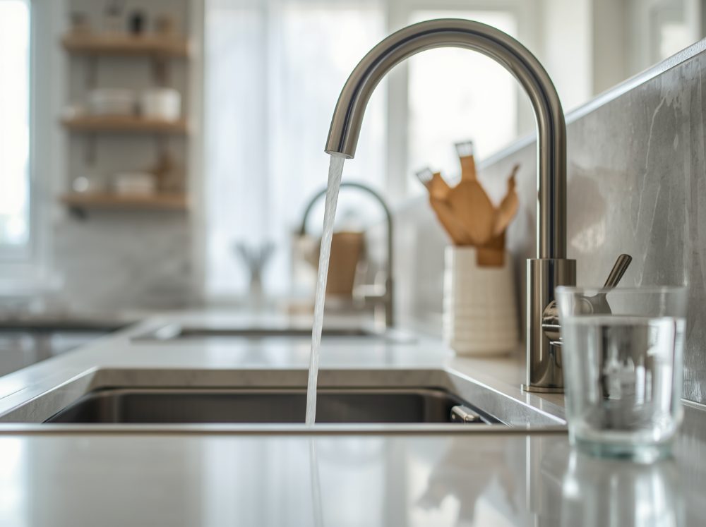 Acqua che scorre da un rubinetto di cucina (immagine illustrativa)