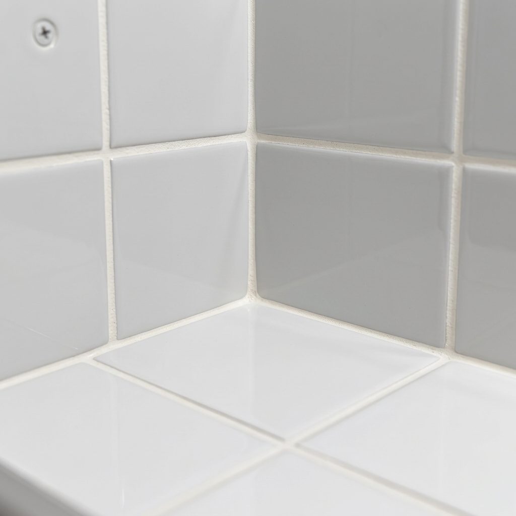 Angolo di piastrelle pulito e disinfettato