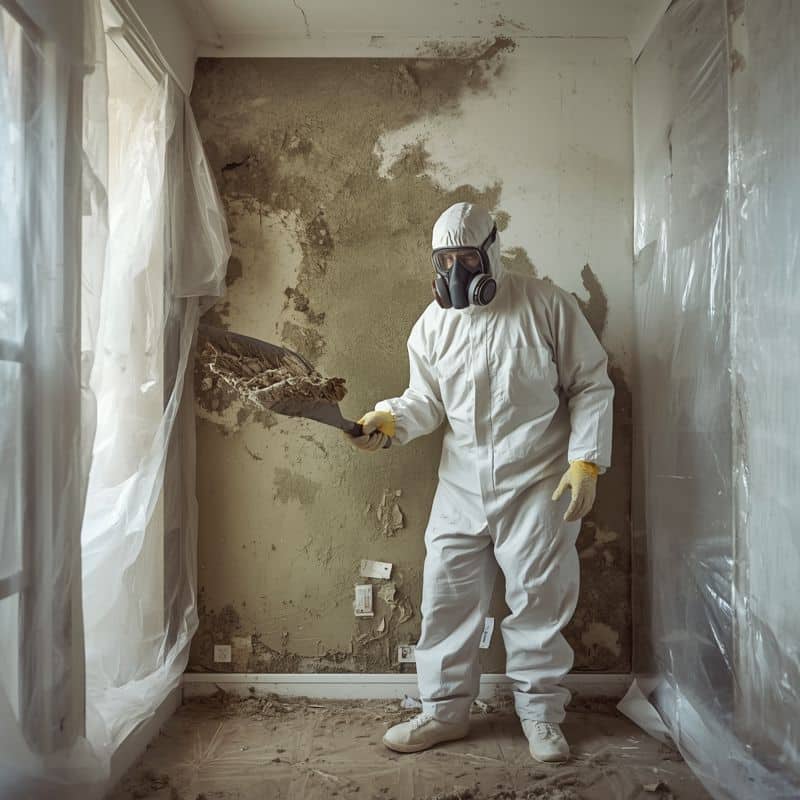 Rimozione di materiale ammuffito in contenimento