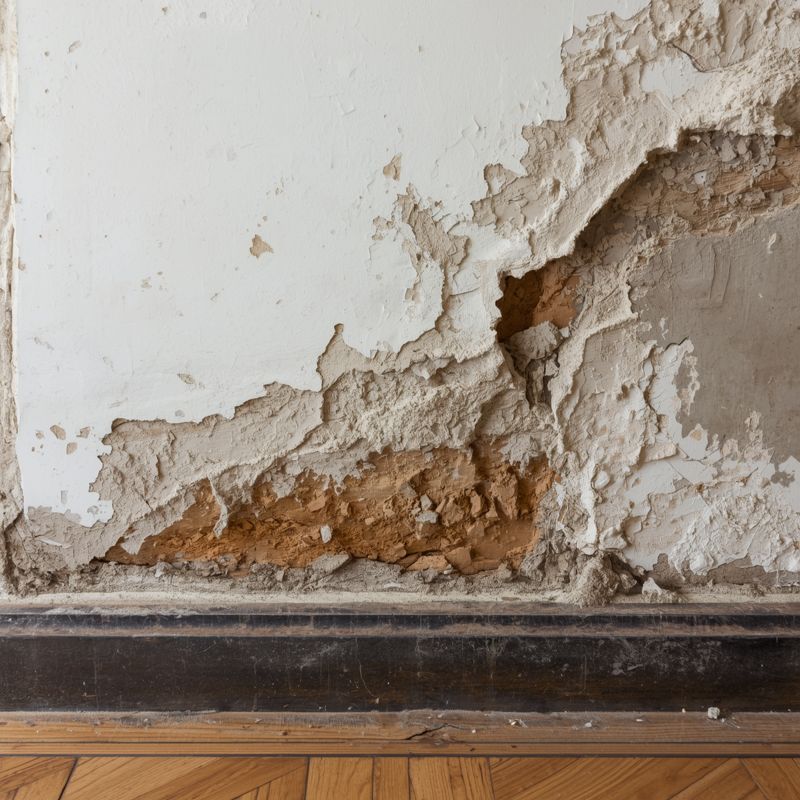 Intonaco sfarinato e sali nella fascia bassa del muro